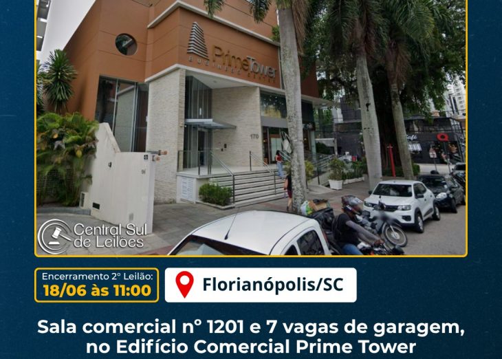 BRDE realiza leilão de sala comercial e sete vagas de garagem em Florianópolis